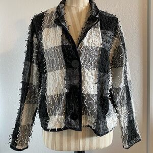 90s/Y2K Vintage Textured Buffalo Plaid Jacket Medium